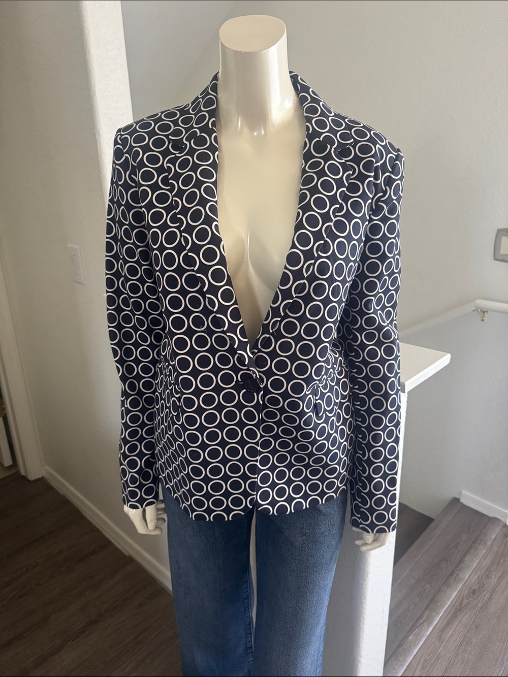 Michael Kors Black & White Circle-Print Blazer